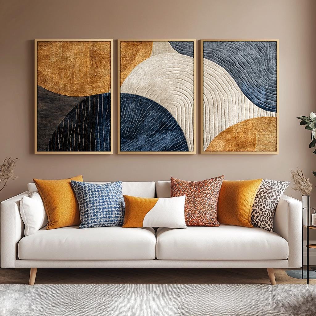Abstract Canvas Set - 3 قطع لوحة قماشية بدون إطار،